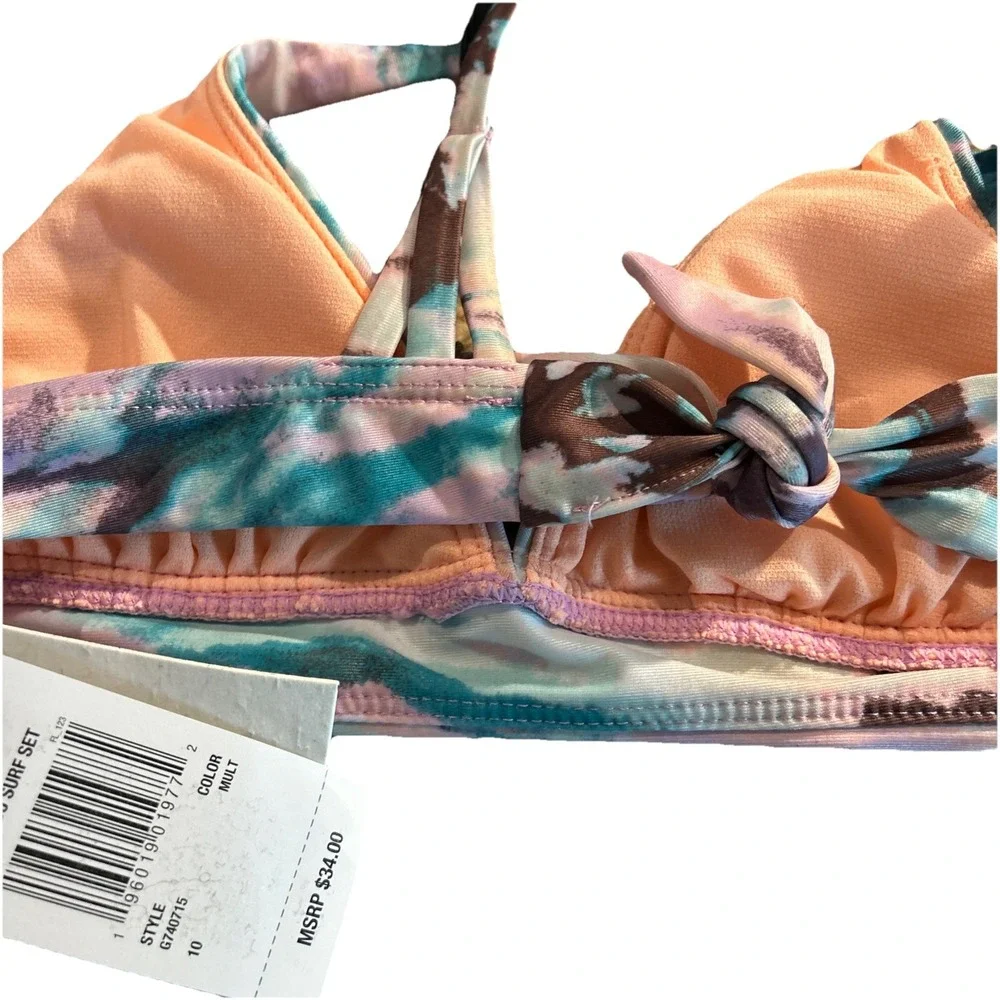Raisins Girl's 2 Pc MALIBU Bikini Shorts Pink Blue‎ Tie Dye Size 10 Swimsuit $34